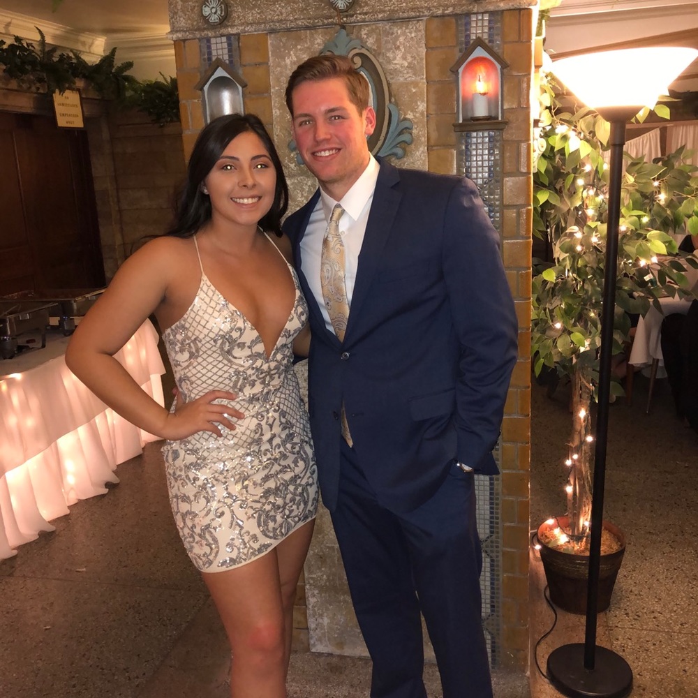 Nude and silver Windsor dress